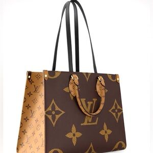 Authentic Louis Vuitton ON-THE-GO MM Tote in Reverse/Monogram Canvas